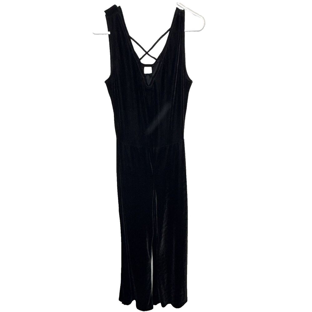 Spirit Womens Size Medium Black V-Neck Sleeveless Jumpsuit Strappy Crisscross